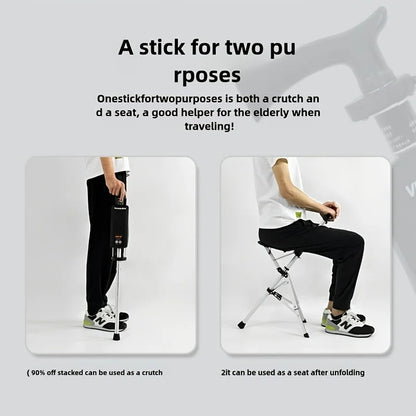 💥FREE SHIPPING-Clearance price $29.99🚶‍♂️Folding stool with crutches💥BEST GIFT FOR ELDERLY PEOPLE
