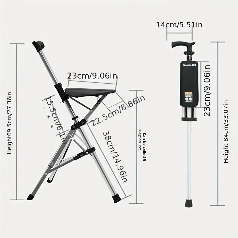 💥FREE SHIPPING-Clearance price $29.99🚶‍♂️Folding stool with crutches💥BEST GIFT FOR ELDERLY PEOPLE