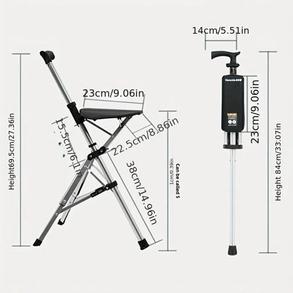 💥FREE SHIPPING-Clearance price $29.99🚶‍♂️Folding stool with crutches💥BEST GIFT FOR ELDERLY PEOPLE