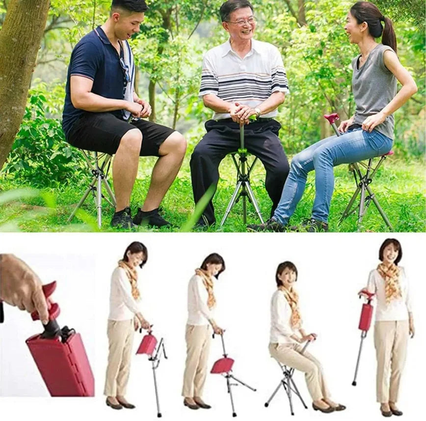 💥FREE SHIPPING-Clearance price $29.99🚶‍♂️Folding stool with crutches💥BEST GIFT FOR ELDERLY PEOPLE