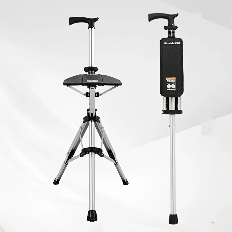 💥FREE SHIPPING-Clearance price $29.99🚶‍♂️Folding stool with crutches💥BEST GIFT FOR ELDERLY PEOPLE