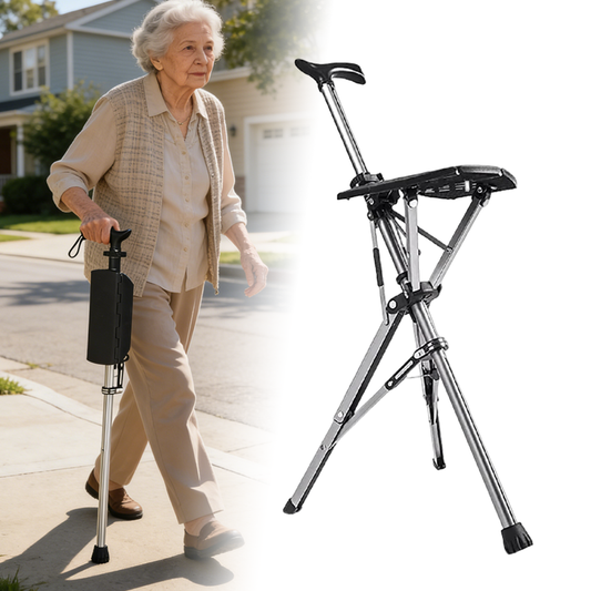 💥FREE SHIPPING-Clearance price $29.99🚶‍♂️Folding stool with crutches💥BEST GIFT FOR ELDERLY PEOPLE