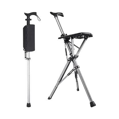 💥FREE SHIPPING-Clearance price $29.99🚶‍♂️Folding stool with crutches💥BEST GIFT FOR ELDERLY PEOPLE
