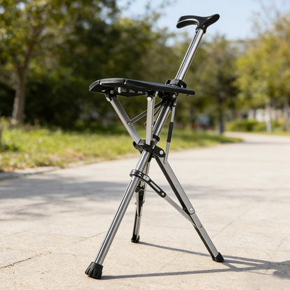 💥FREE SHIPPING-Clearance price $29.99🚶‍♂️Folding stool with crutches💥BEST GIFT FOR ELDERLY PEOPLE